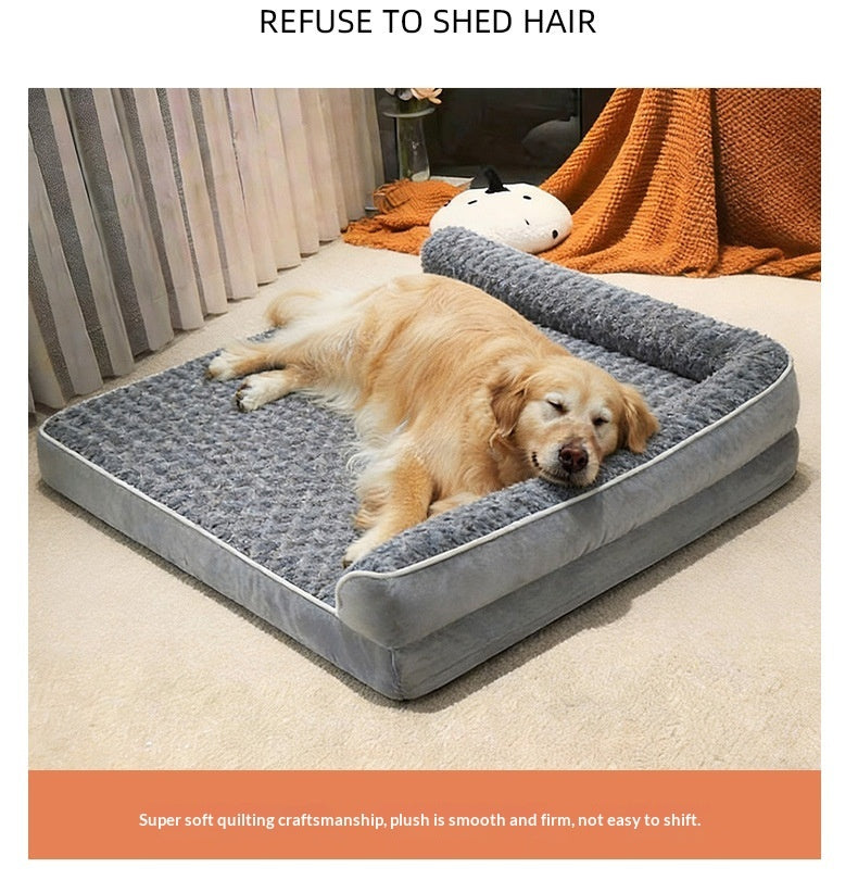Washable L-Shaped Rose Velvet Pet Sofa Bed