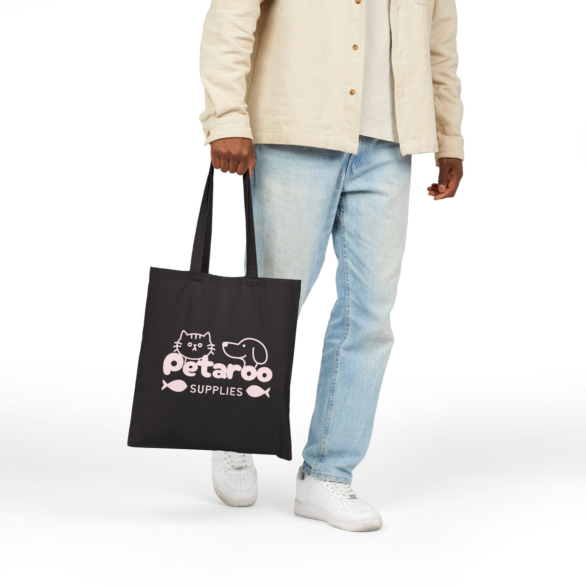 Petaroo Supplies Canvas Tote — Cute Cat & Dog Pet Grocery Bag