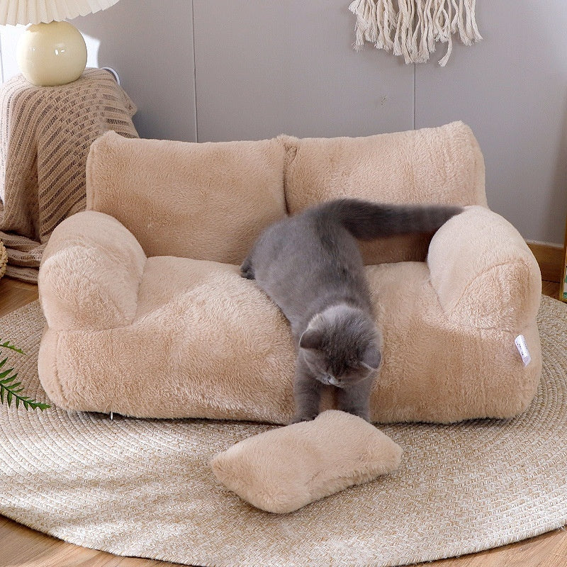 Luxury Plush Cat Bed Sofa for Dogs Cats