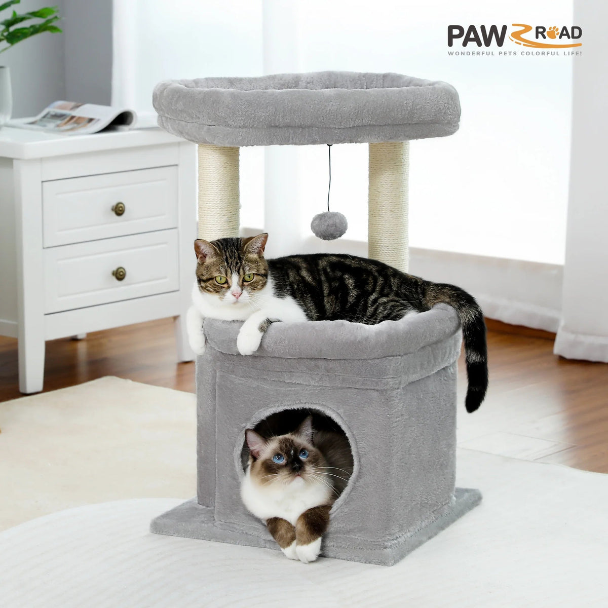 Cozy Gray Cat Tree Condo - 27