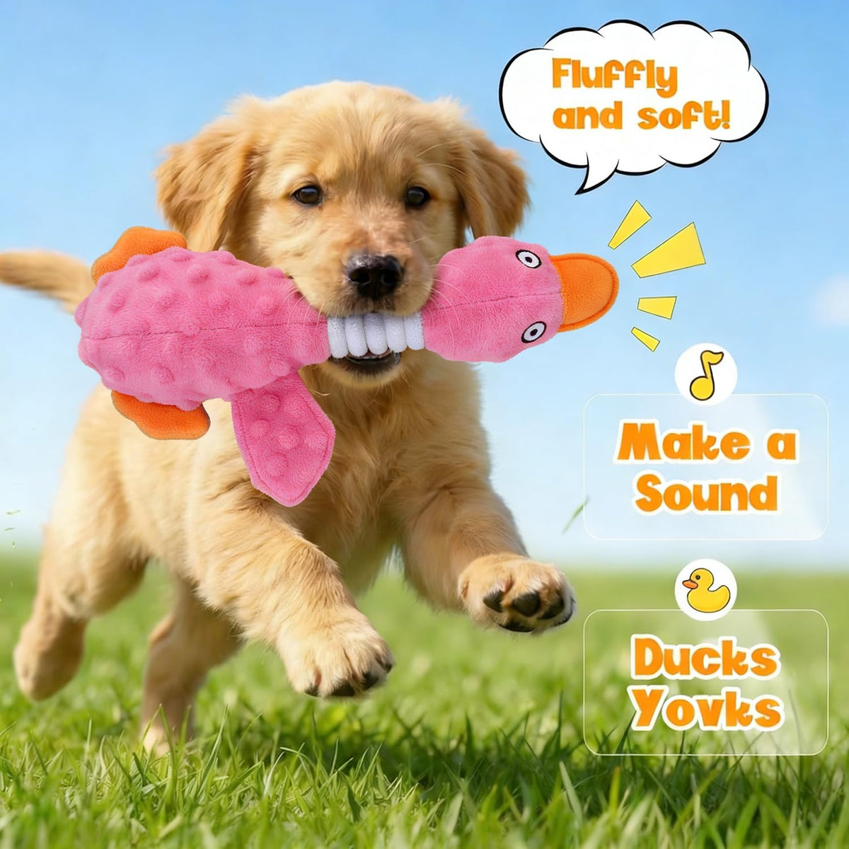 Pink Squeaky Plush Duck Dog Toy Aggressive Chewers