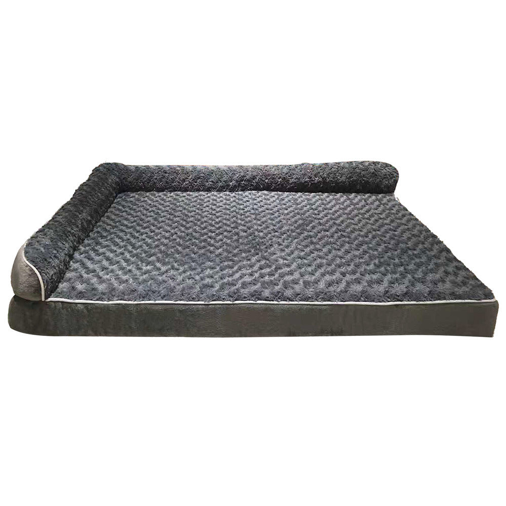 Washable L-Shaped Rose Velvet Pet Sofa Bed