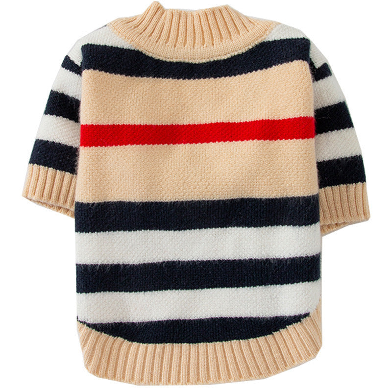 Striped Knitted Dog Sweater Cardigan Warm Pet Clothing