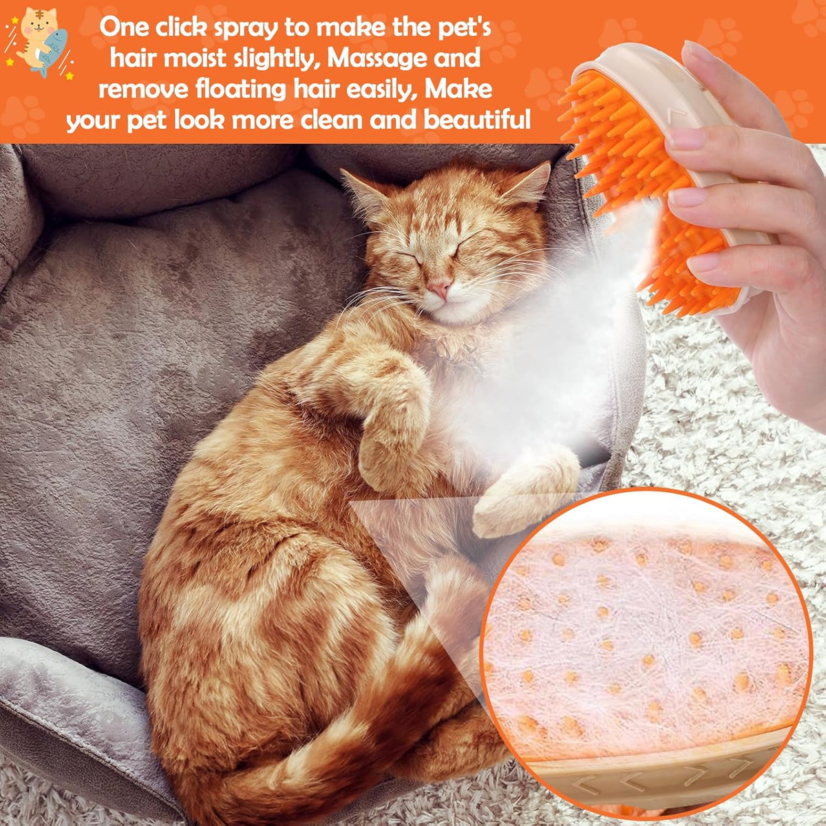 4-in-1 Steam Grooming Brush for Cats Dogs