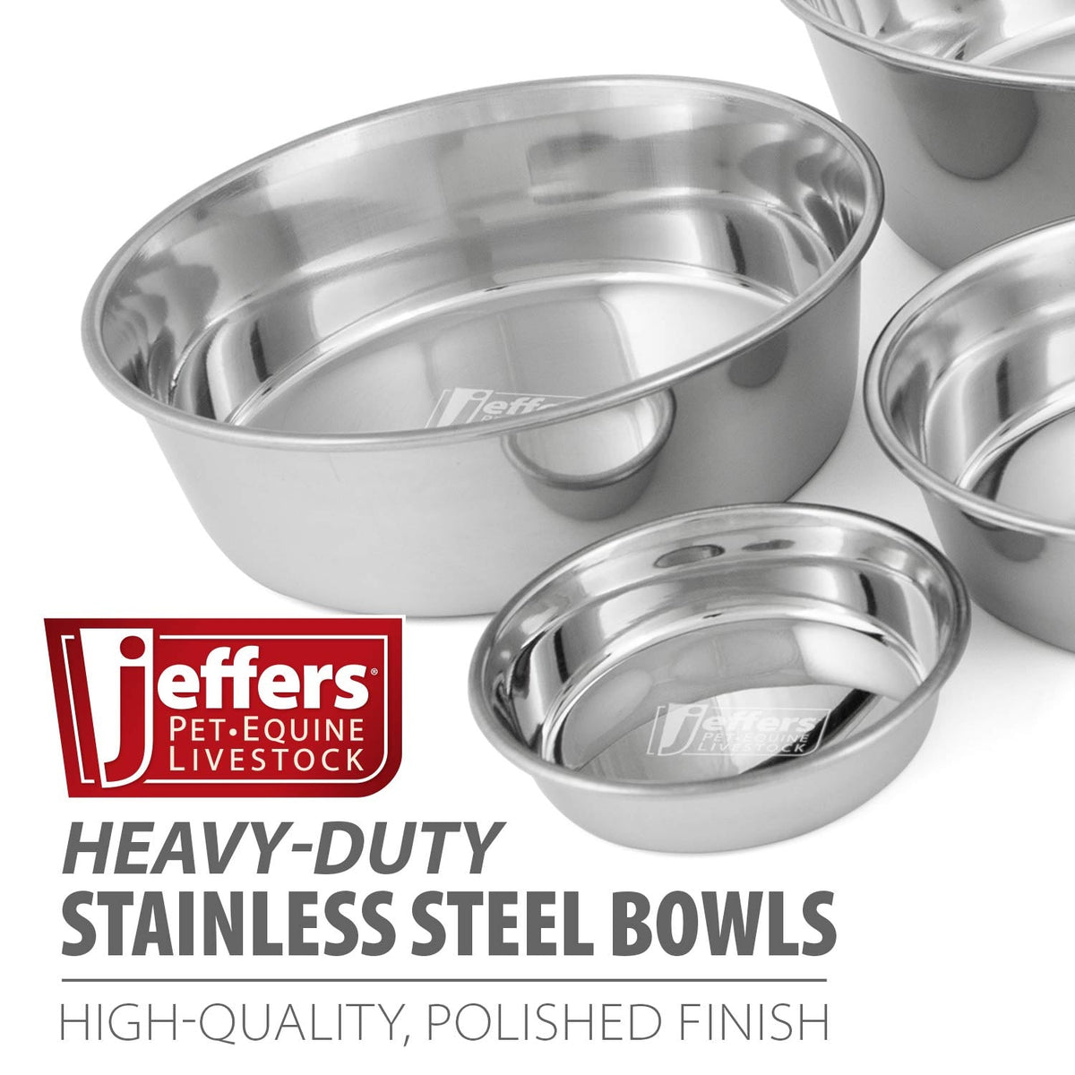 Jeffers Heavy Weight Stainless Steel Pet Bowls – Durable Pet Food & Water Dish, Chew-Resistant, Dishwasher Safe