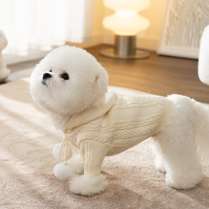 Striped Knitted Dog Sweater Cardigan Warm Pet Clothing