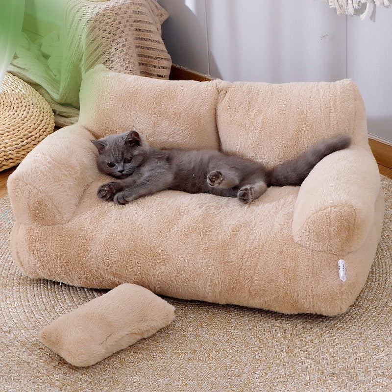 Luxury Plush Cat Bed Sofa for Dogs Cats