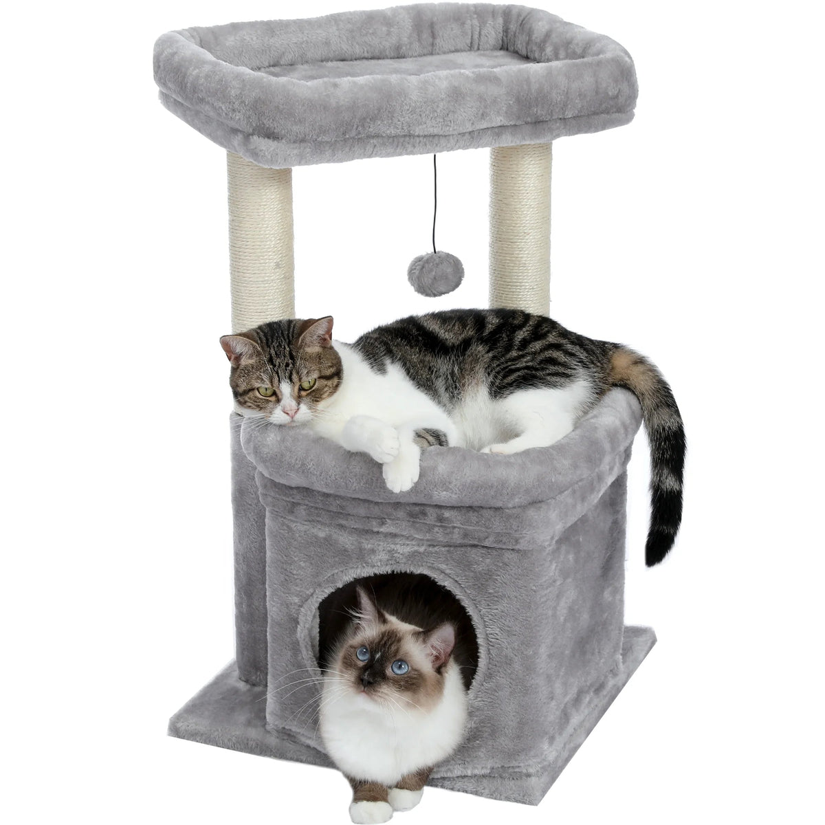 Cozy Gray Cat Tree Condo - 27