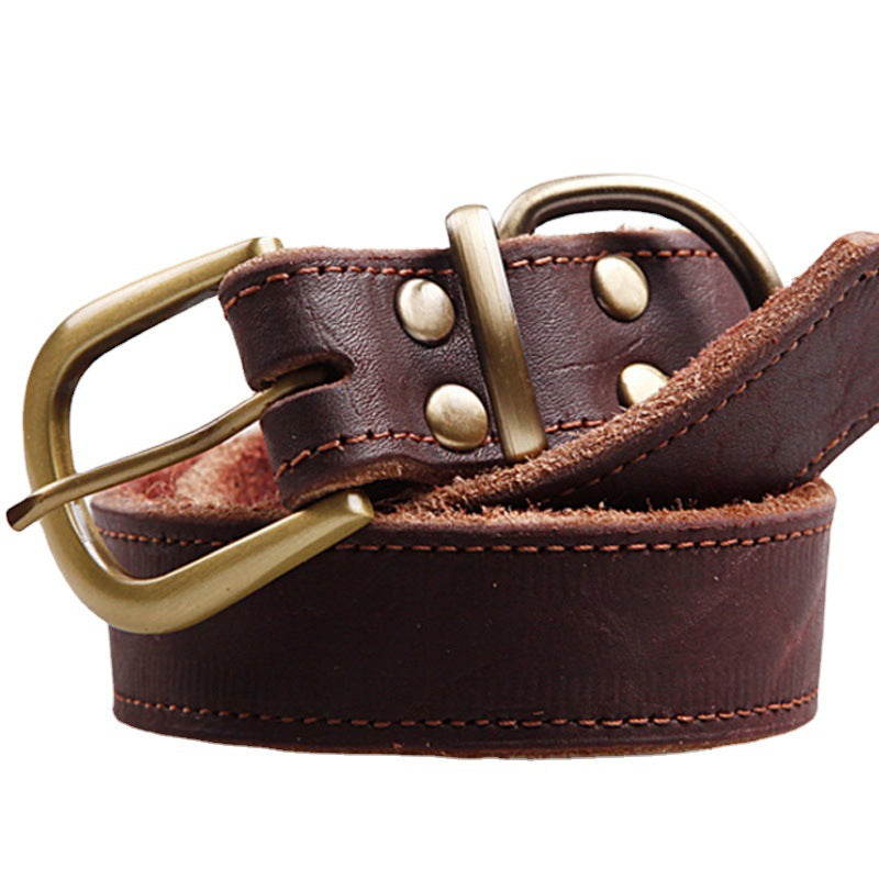 Small Medium Dog Cowhide Leather Pet Collar