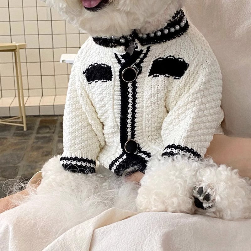 Striped Knitted Dog Sweater Cardigan Warm Pet Clothing