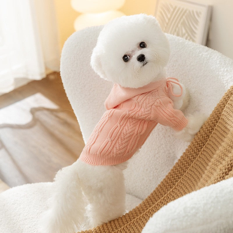 Striped Knitted Dog Sweater Cardigan Warm Pet Clothing