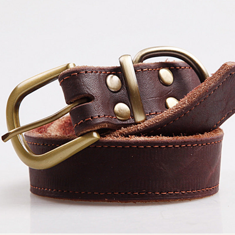 Small Medium Dog Cowhide Leather Pet Collar