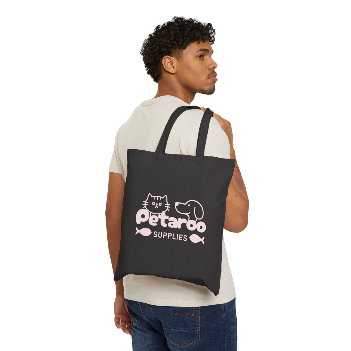 Petaroo Supplies Canvas Tote — Cute Cat & Dog Pet Grocery Bag
