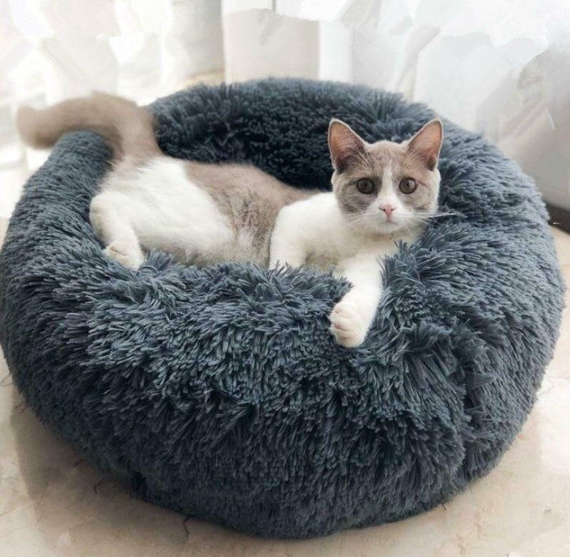 Round Plush Pet Bed for Small Dogs Cats
