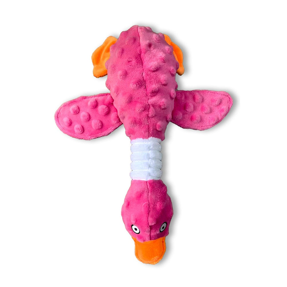 Pink Squeaky Plush Duck Dog Toy Aggressive Chewers