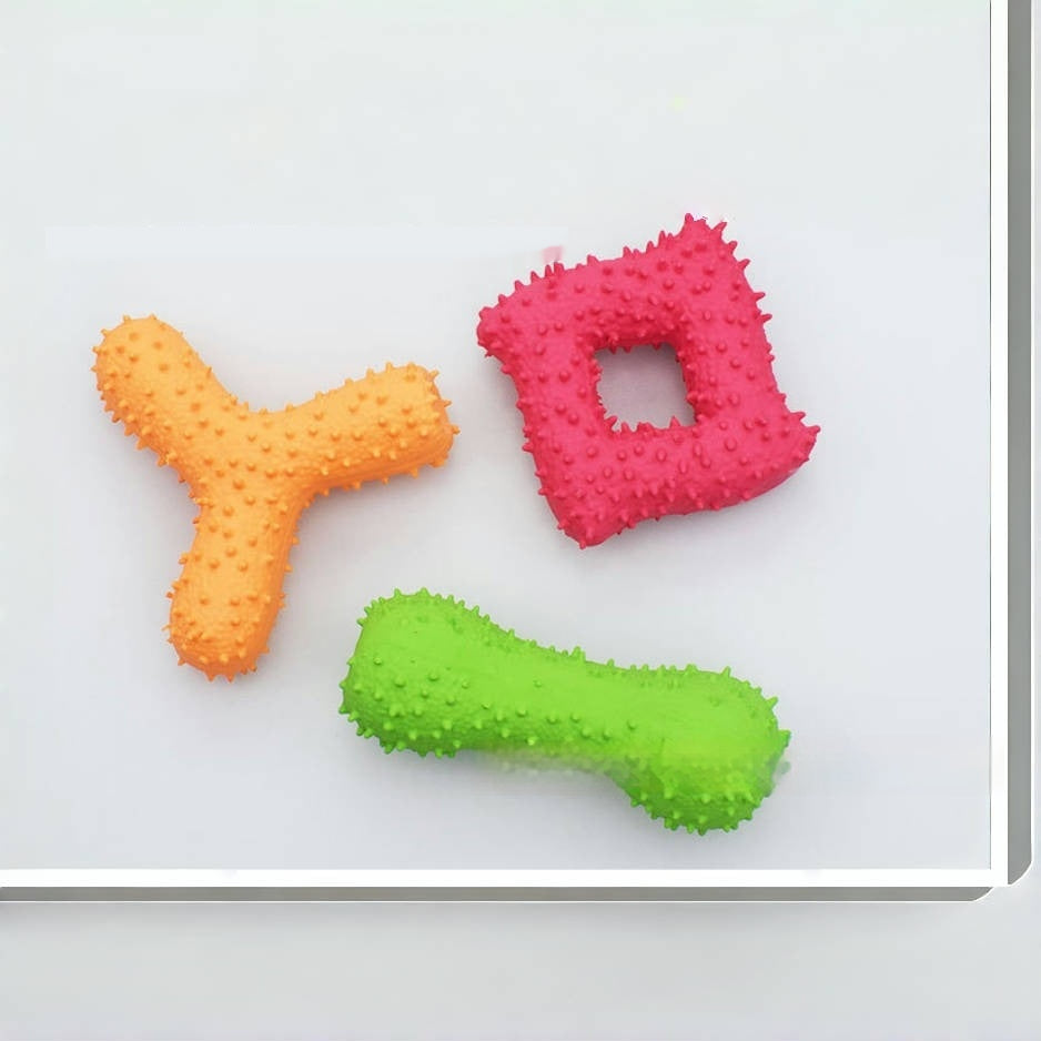 Latex Barbed Bone Squeaky Dog Tooth Cleaning Toy