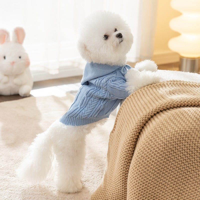 Striped Knitted Dog Sweater Cardigan Warm Pet Clothing