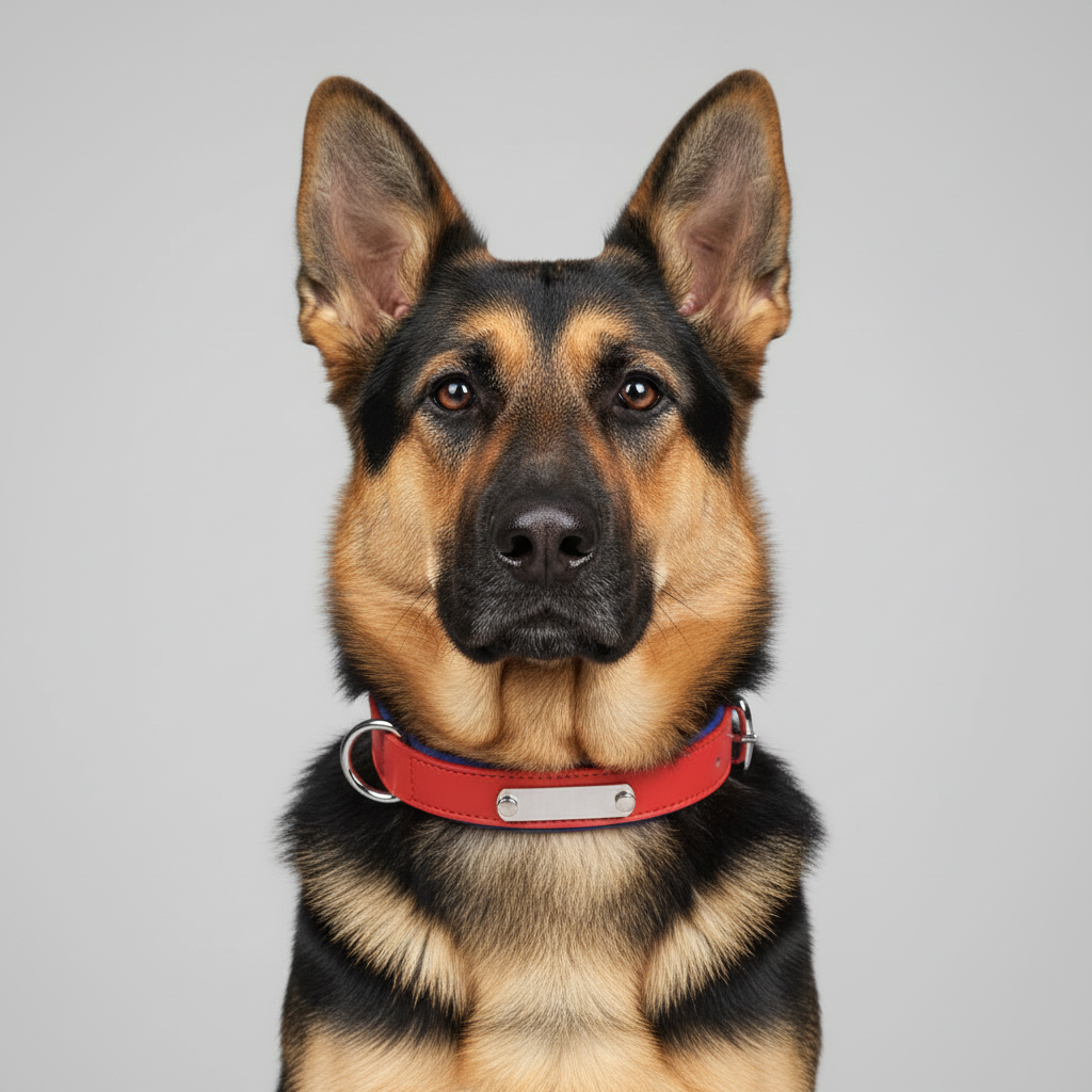 Dual D-Ring PU Leather Dog Collar Nameplate