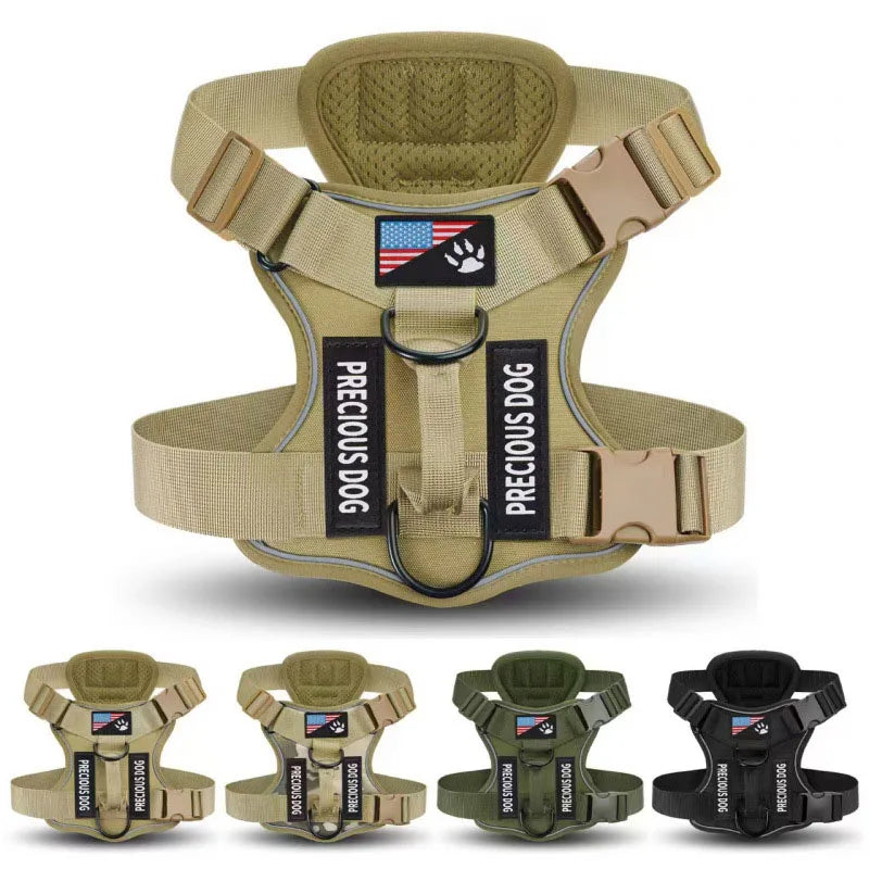 Anti Pull Tactical Reflective Nylon Harness for Large Dogs