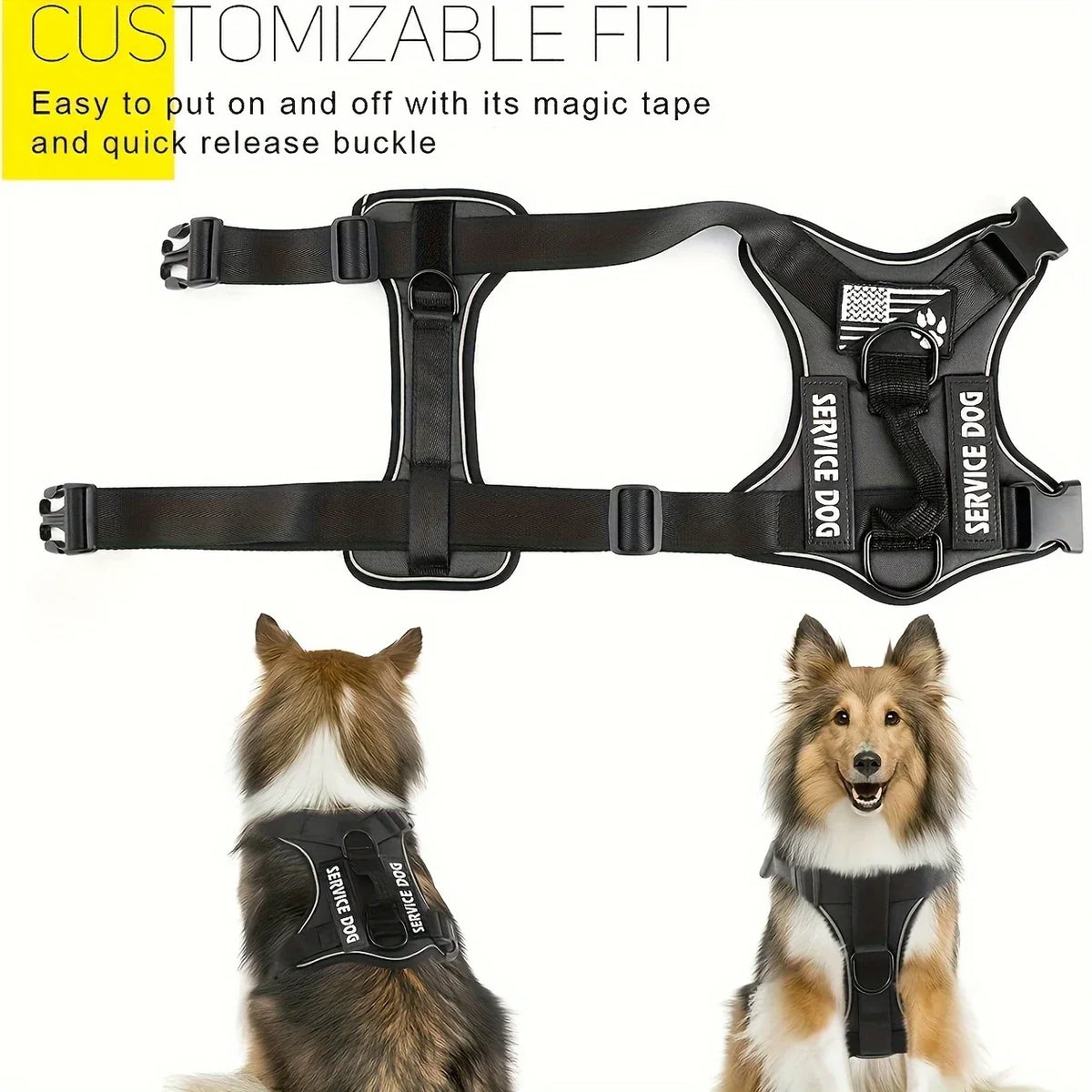 Anti Pull Tactical Reflective Nylon Harness for Large Dogs