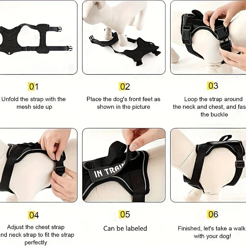 Anti Pull Tactical Reflective Nylon Harness for Large Dogs
