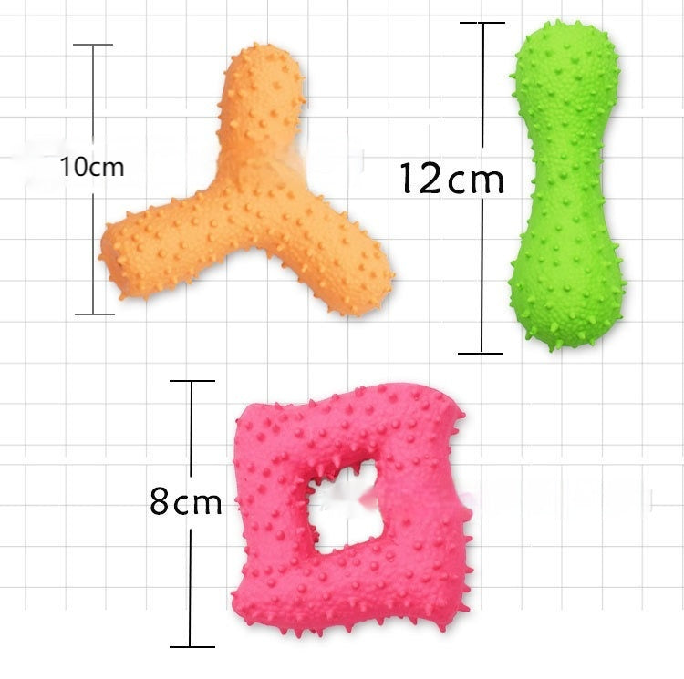 Latex Barbed Bone Squeaky Dog Tooth Cleaning Toy