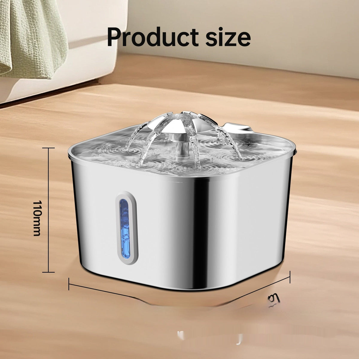 2.2L Stainless Steel Pet Cat Water Fountain Dogs And Cats Water Feeder