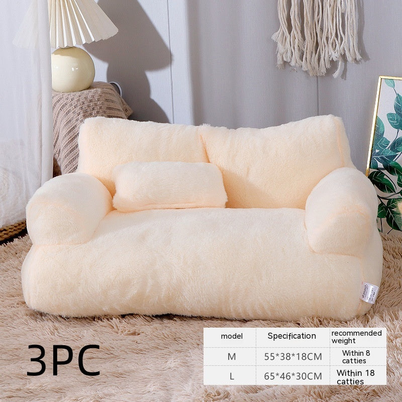 Luxury Plush Cat Bed Sofa for Dogs Cats