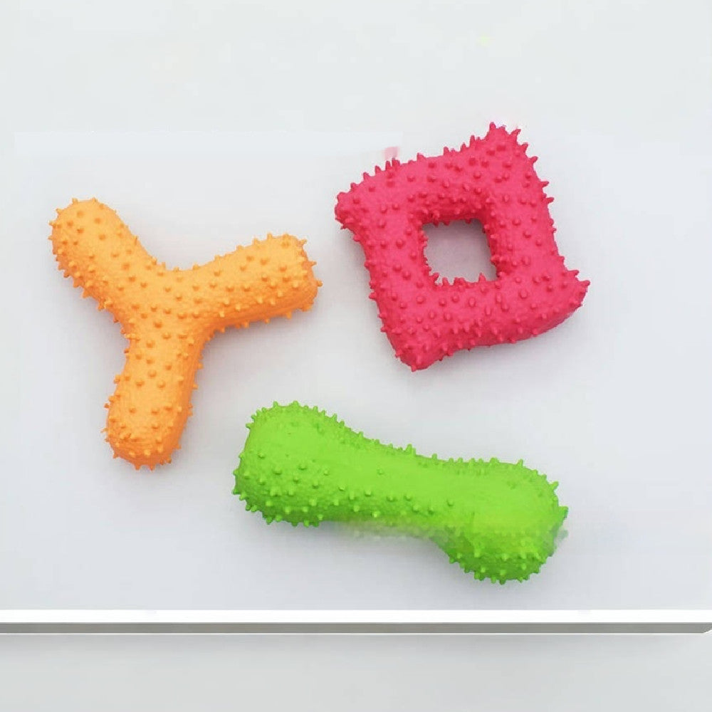 Latex Barbed Bone Squeaky Dog Tooth Cleaning Toy