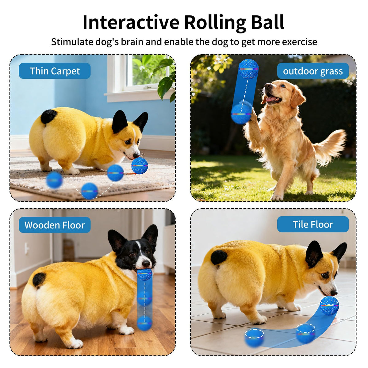 Interactive Smart Moving Dog Ball Colorful Lights