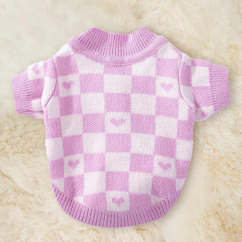 Striped Knitted Dog Sweater Cardigan Warm Pet Clothing