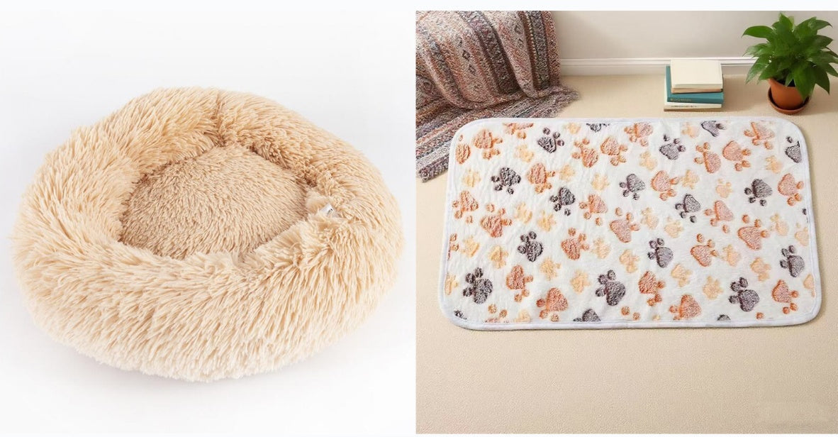 Round Plush Pet Bed for Small Dogs Cats