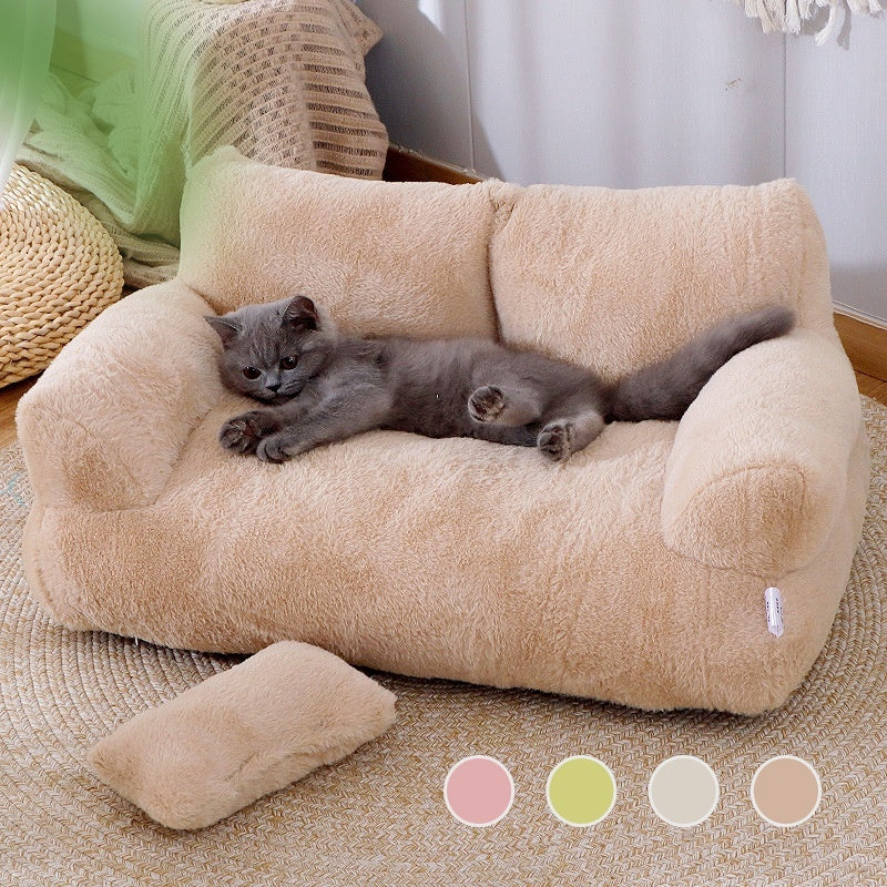 Luxury Plush Cat Bed Sofa for Dogs Cats