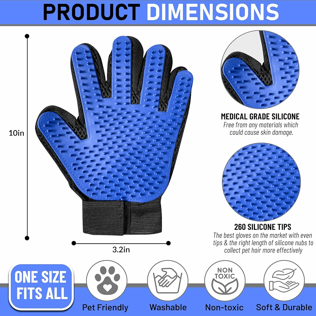 Silicone Pet Grooming Gloves for Deshedding Massage