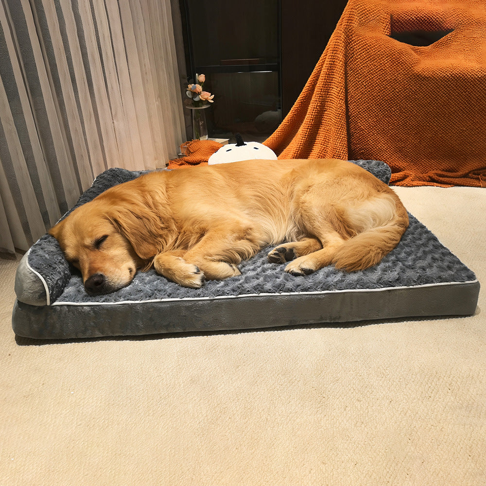 Washable L-Shaped Rose Velvet Pet Sofa Bed