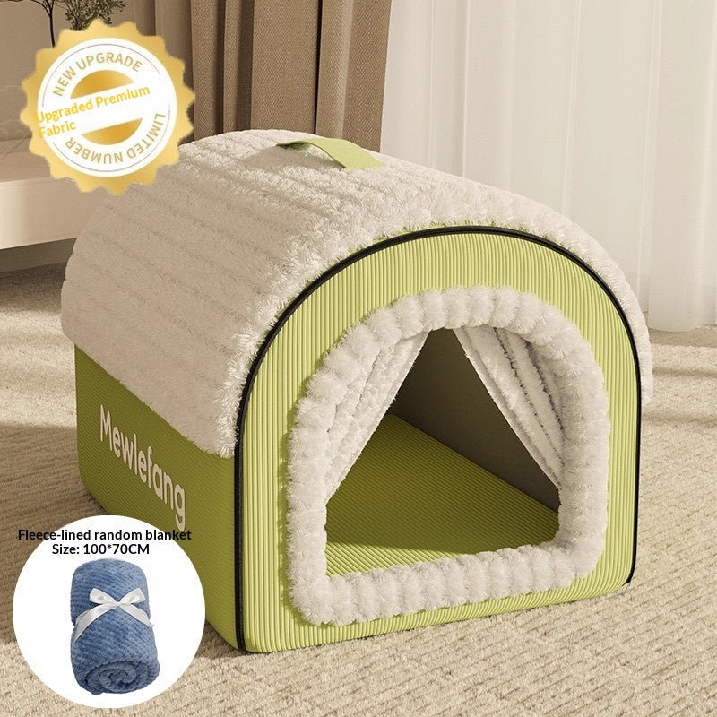 Winter Thickened Enclosed Four Season Cat Bed