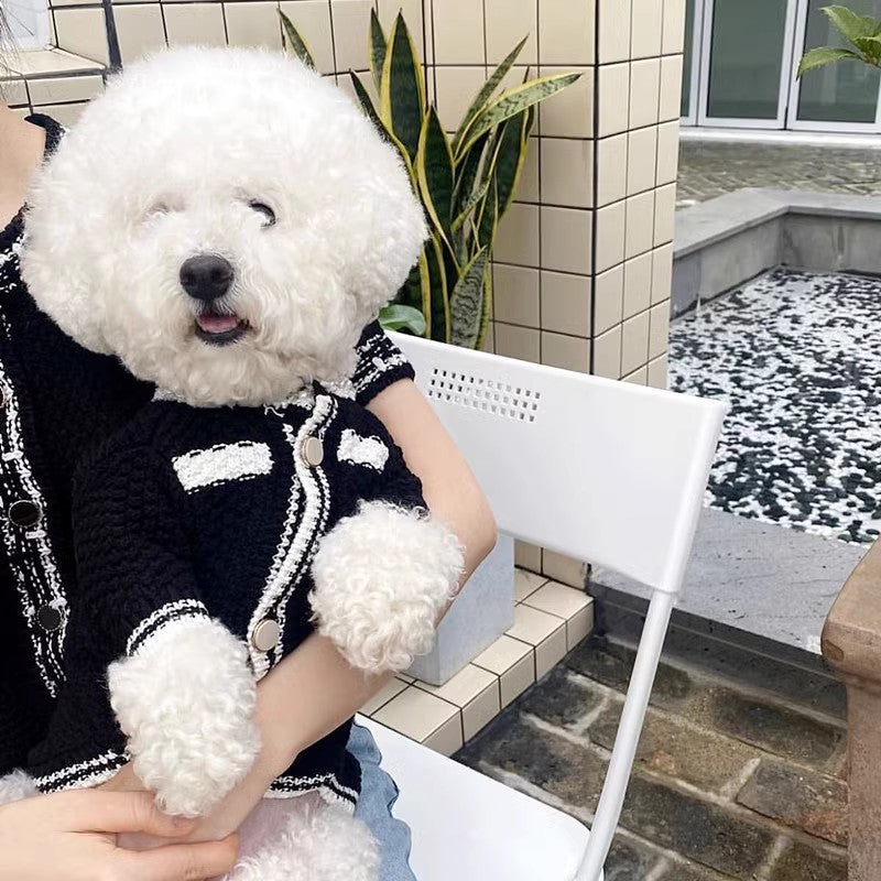 Striped Knitted Dog Sweater Cardigan Warm Pet Clothing