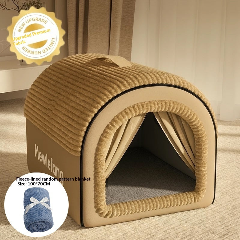Winter Thickened Enclosed Four Season Cat Bed