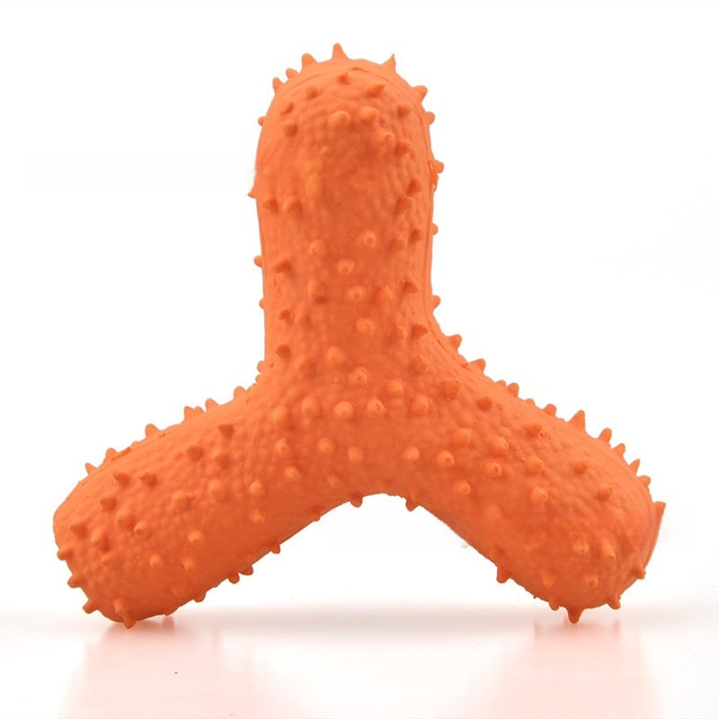 Latex Barbed Bone Squeaky Dog Tooth Cleaning Toy