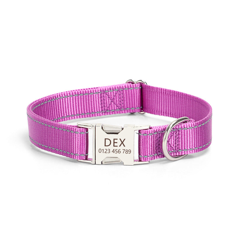 Nylon Reflective String Dog Collar Adjustable Walking