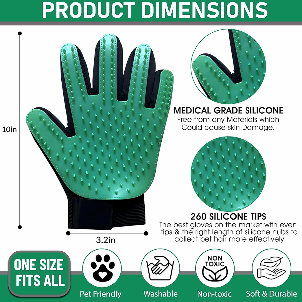 Silicone Pet Grooming Gloves for Deshedding Massage